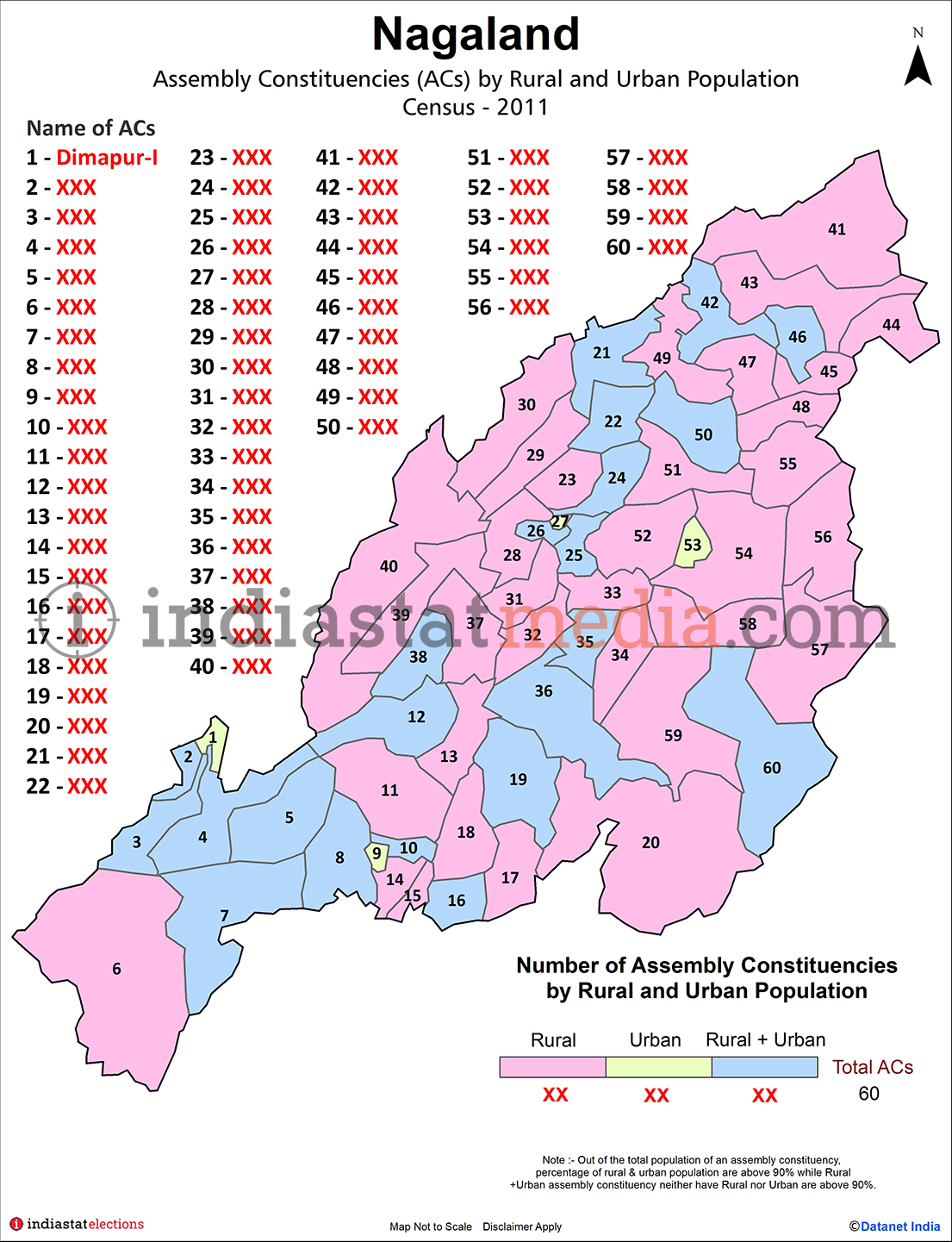 Assembly Constituencies (ACs) by Rural and Urban Population in Nagaland - Census 2011