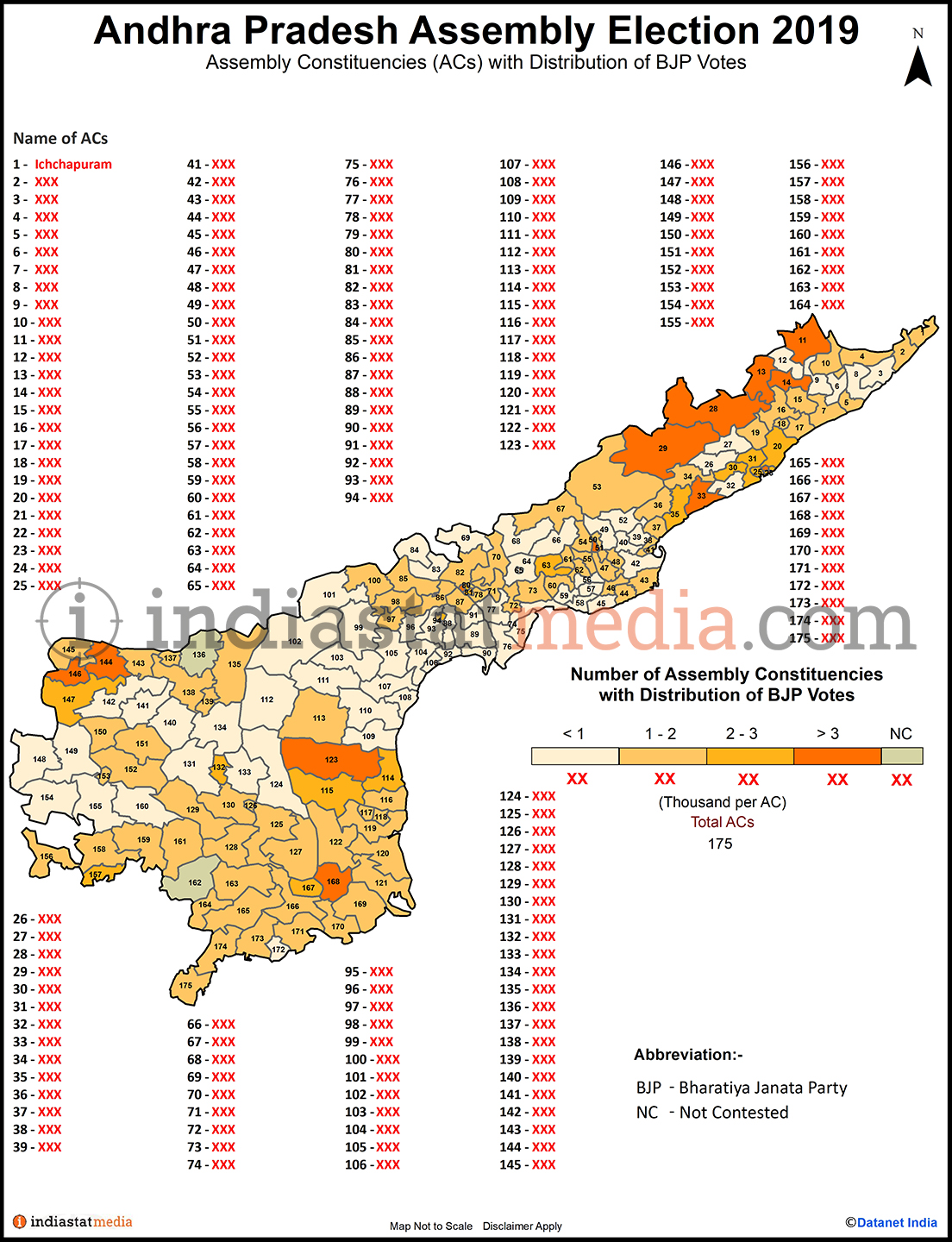 Distribution of BJP Votes by Constituencies in Andhra Pradesh (Assembly Election - 2019)
