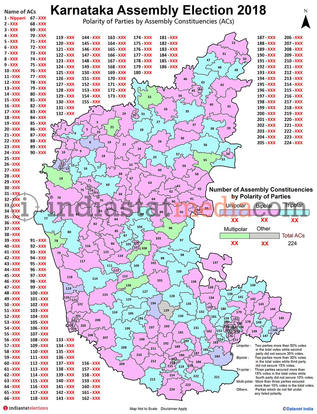 Polarity of Parties by Assembly Constituencies in Karnataka (Assembly Election - 2018)