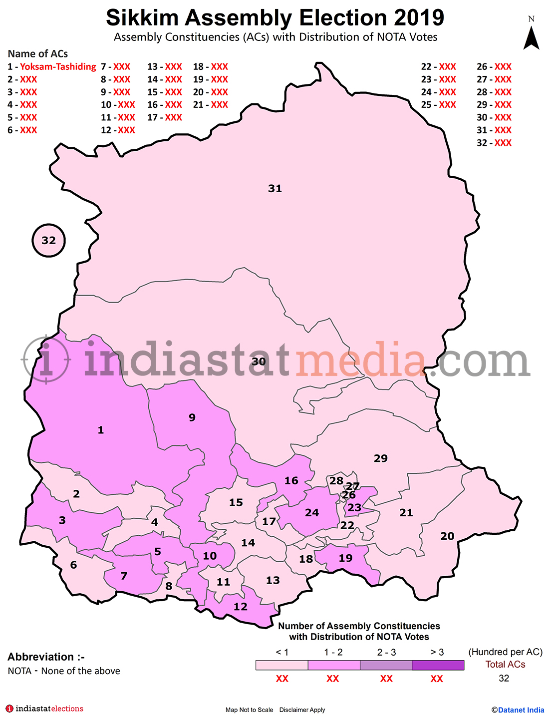 Distribution of NOTA Votes by Constituencies in Sikkim (Assembly Election - 2019)