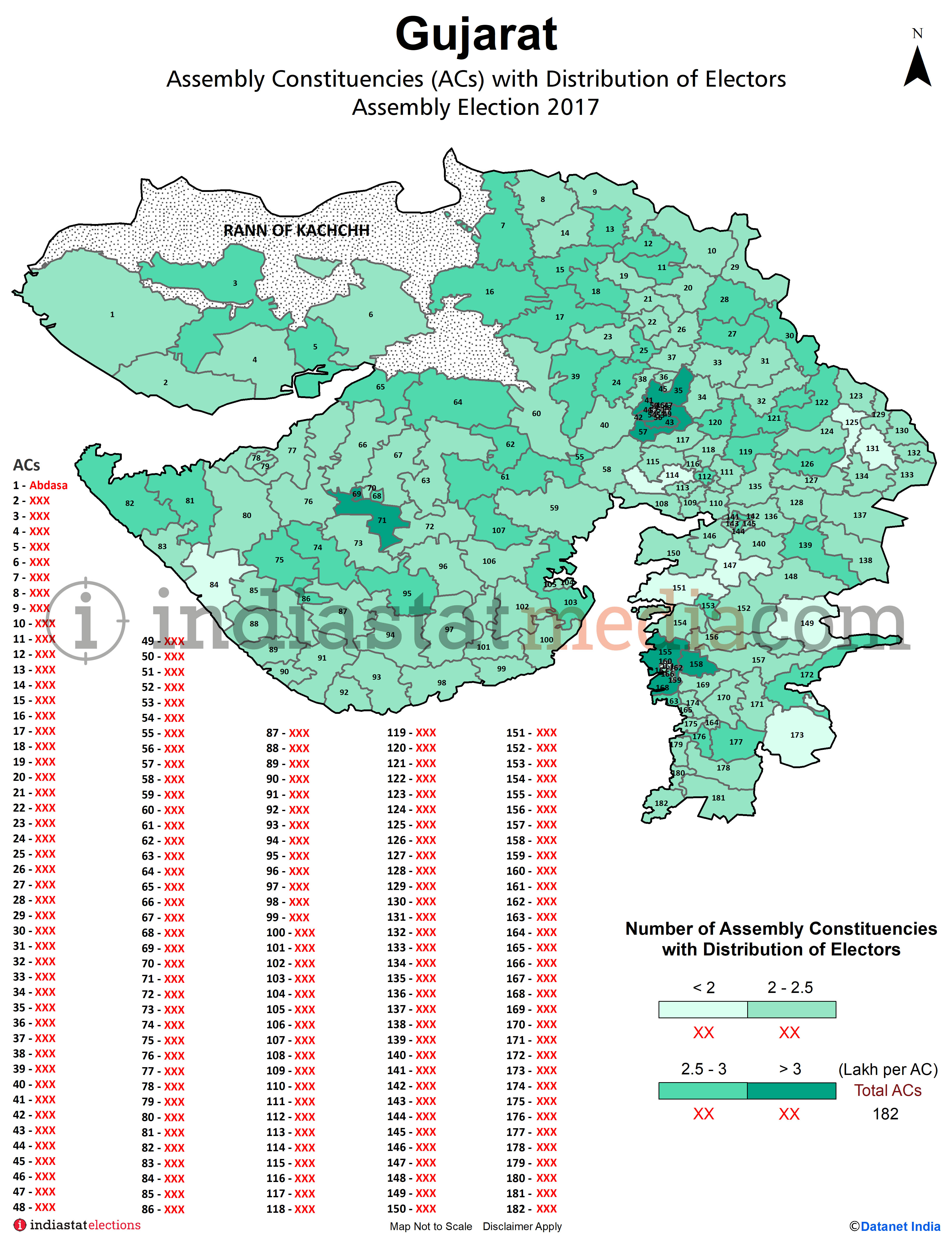 Assembly Constituencies (ACs) with Distribution of Electors in Gujarat (Assembly Election - 2017)