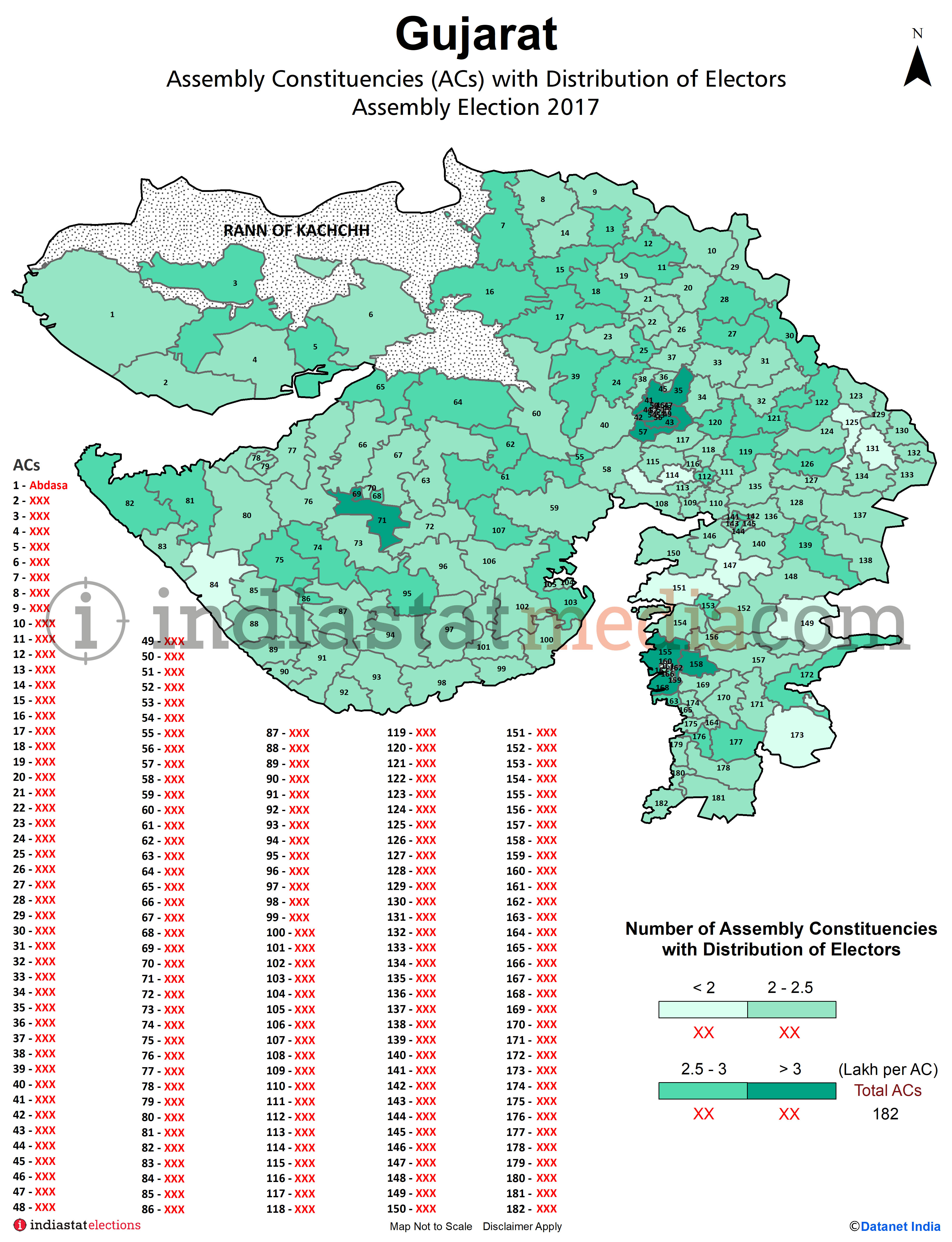 Assembly Constituencies (ACs) with Distribution of Electors in Gujarat (Assembly Election - 2017)