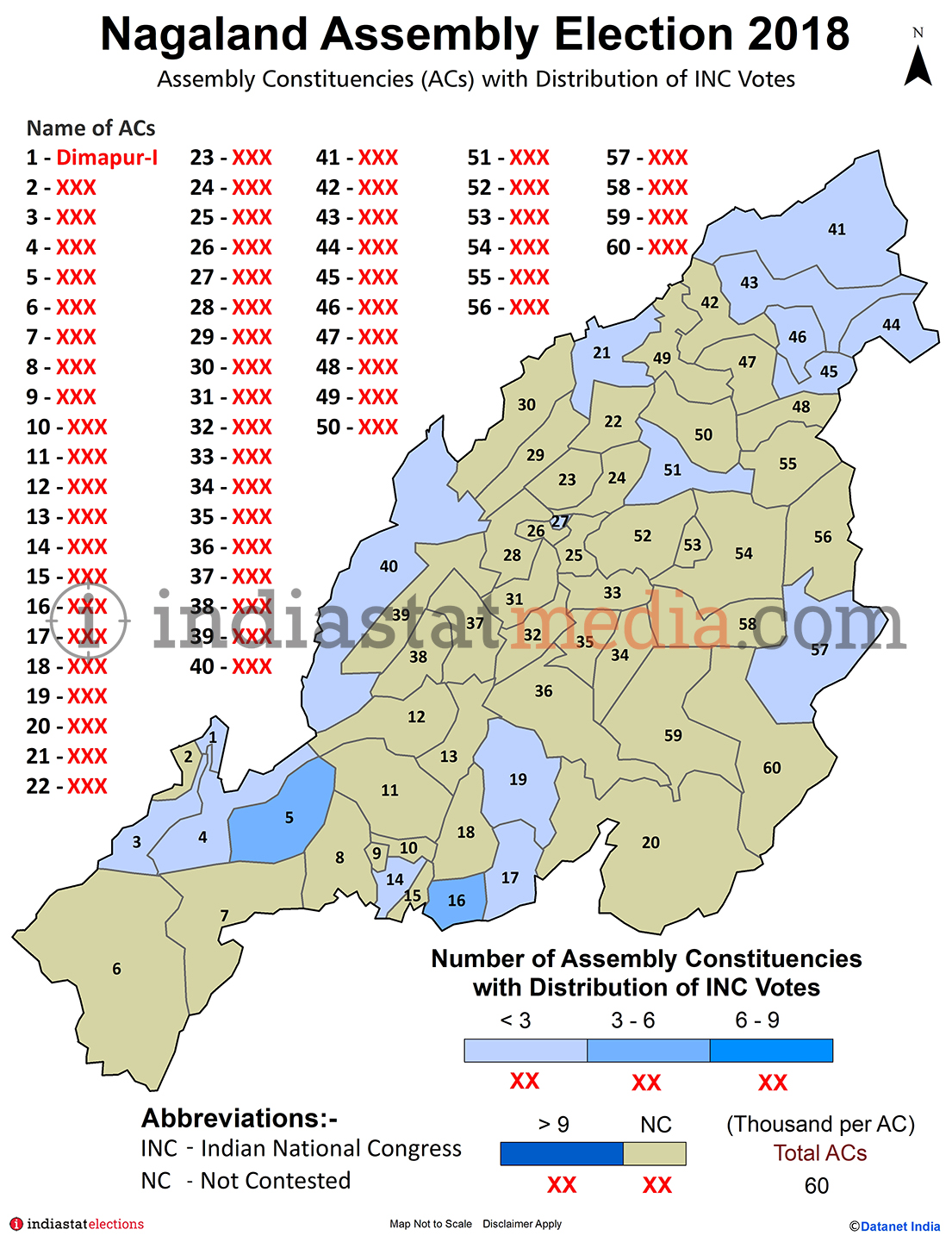 Distribution of INC Votes by Constituencies in Nagaland (Assembly Election - 2018)