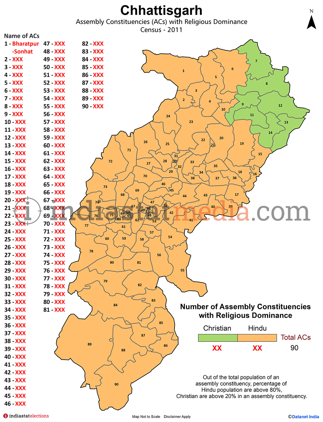 Assembly Constituencies (ACs) with Religious Dominance in Chhattisgarh - Census 2011