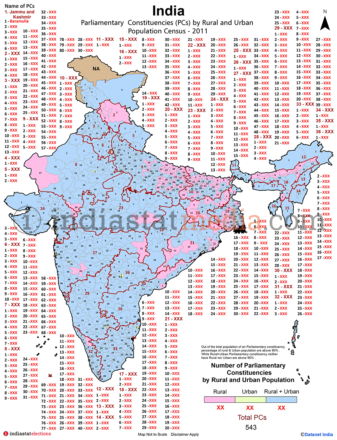 Parliamentary Constituencies by Rural and Urban Population in India  - Census 2011