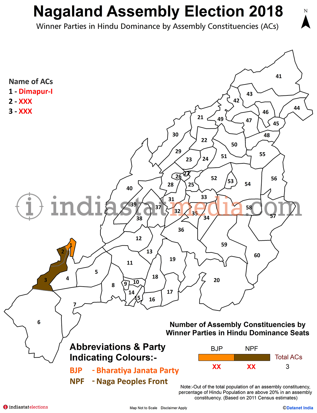 Winner Parties in Hindu Dominance by Constituencies in Nagaland (Assembly Election - 2018)