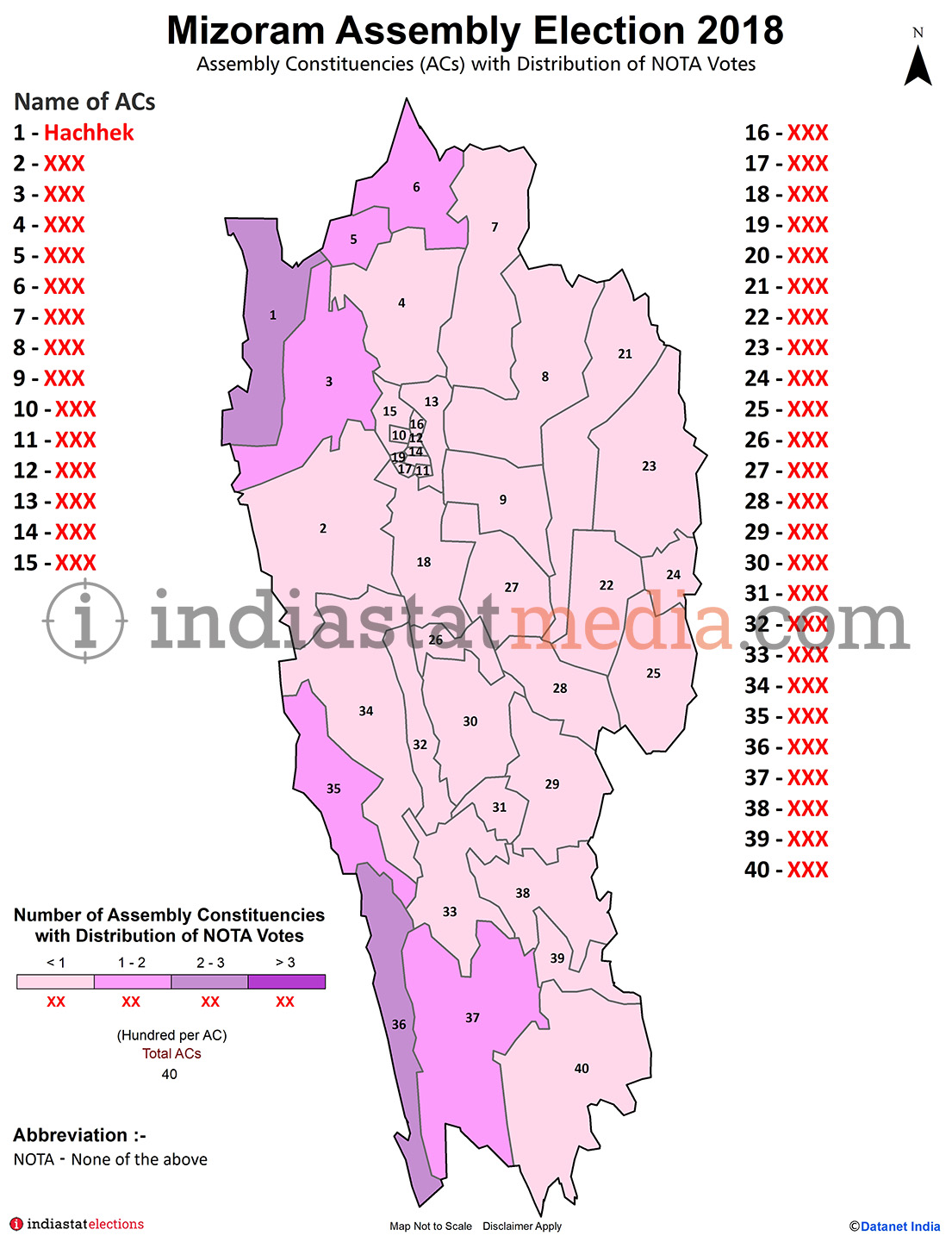 Distribution of NOTA Votes by Constituencies in Mizoram (Assembly Election - 2018)