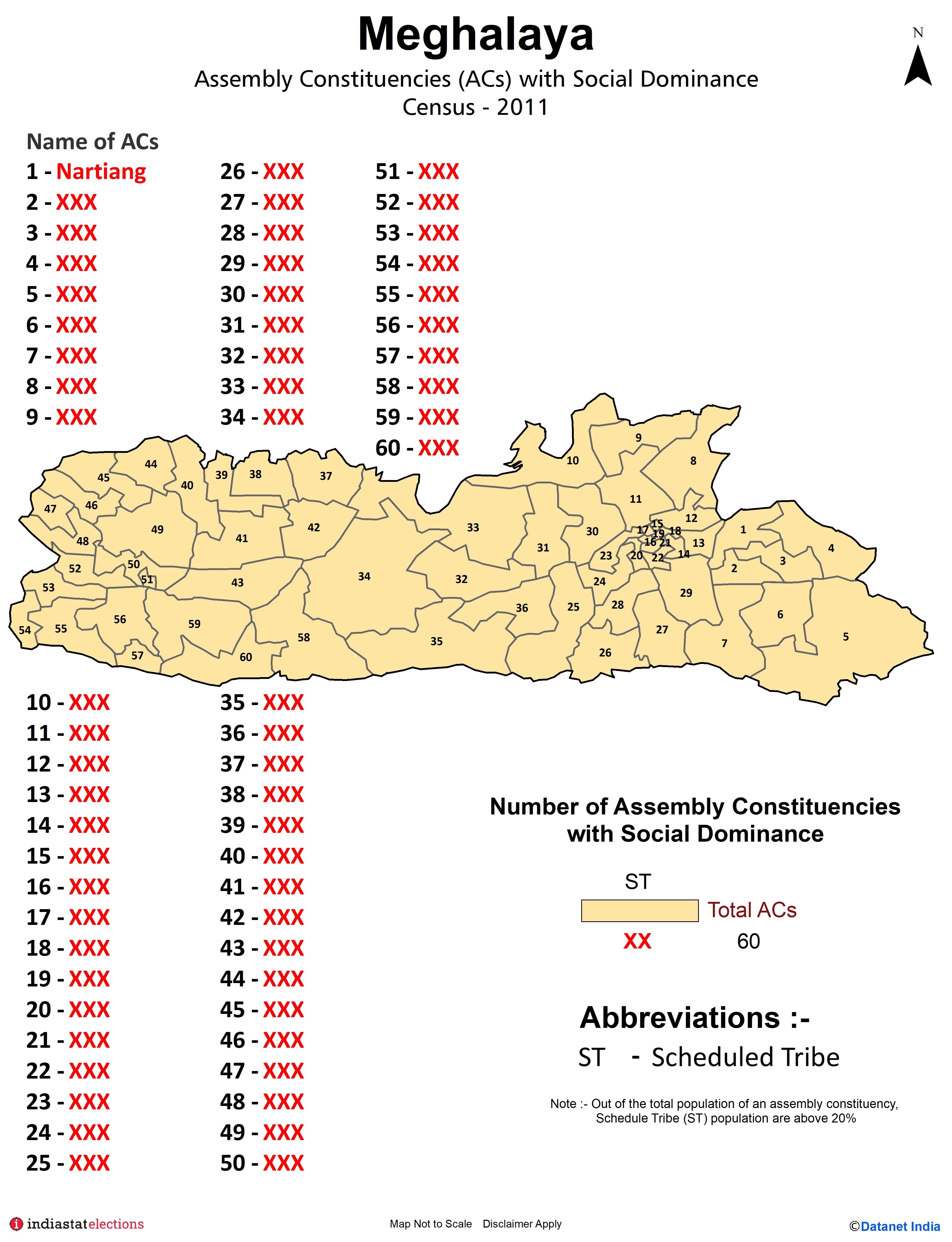 Assembly Constituencies with Social Dominance in Meghalaya - Census 2011