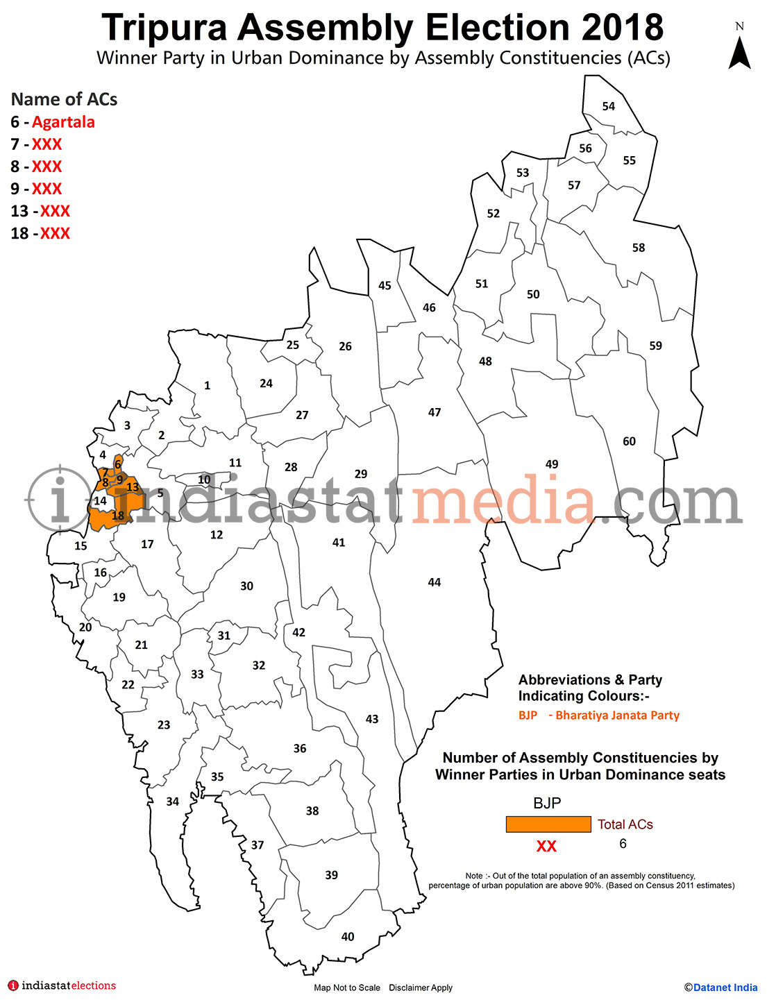 Winner Parties in Urban Dominance Constituencies in Tripura (Assembly Election - 2018)