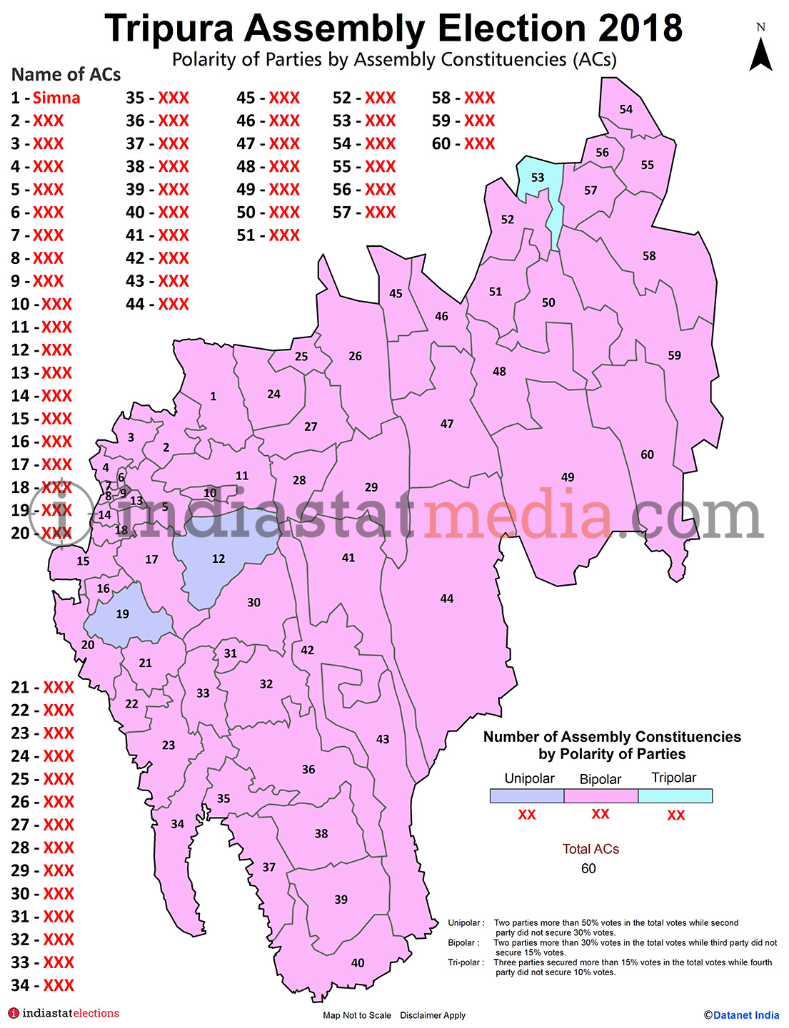 Polarity of Parties by Assembly Constituencies in Tripura (Assembly Election - 2018)
