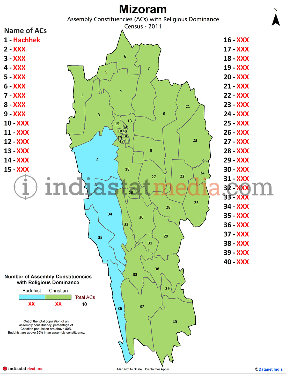 Assembly Constituencies (ACs) with Religious Dominance in Mizoram - Census 2011