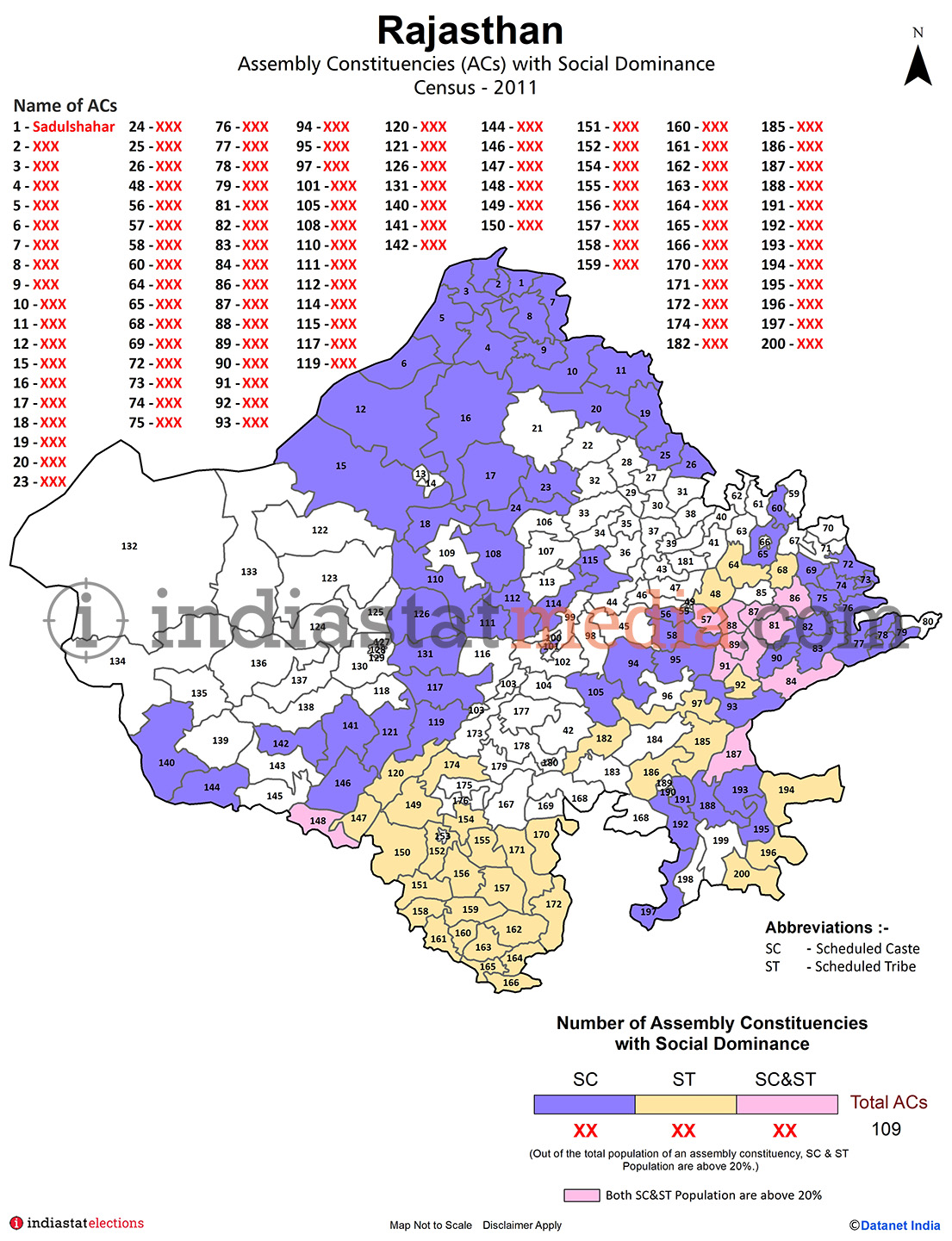 Assembly Constituencies with Social Dominance in Rajasthan - Census 2011