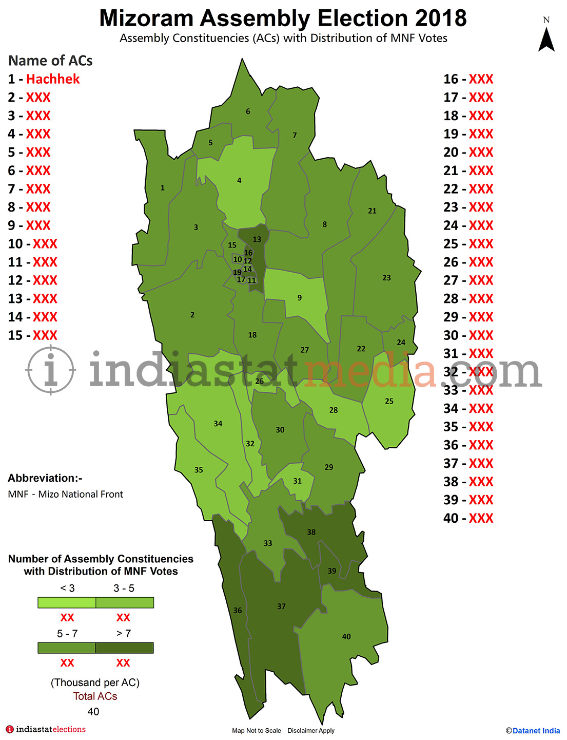 Distribution of MNF Votes by Constituencies in Mizoram (Assembly Election - 2018)