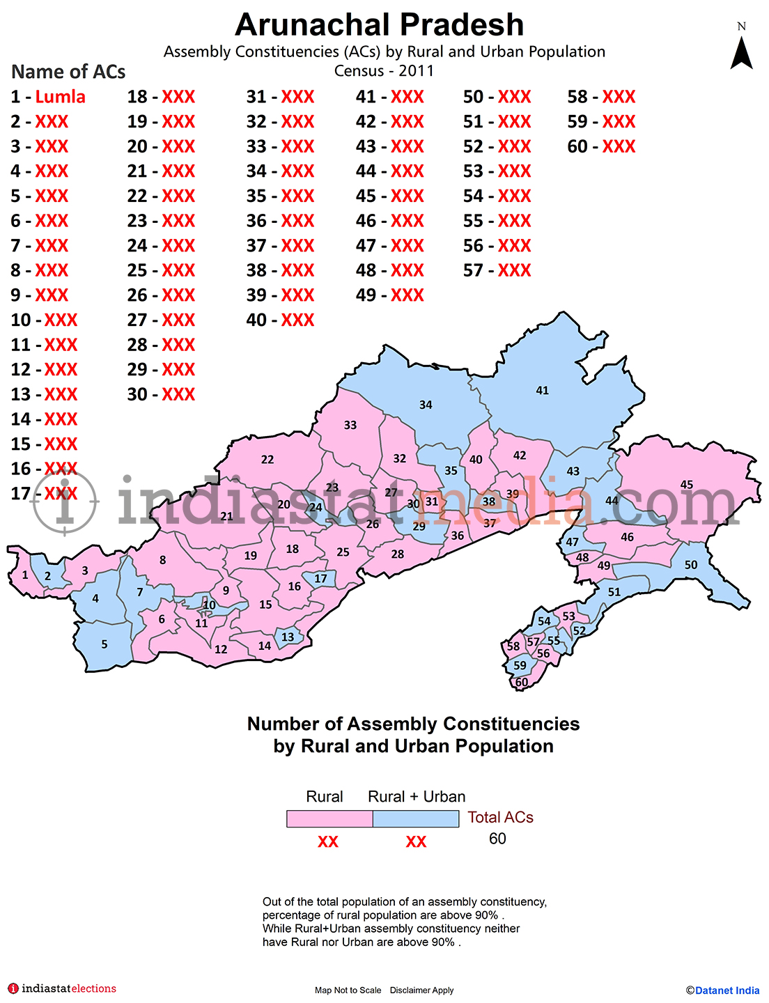 Assembly Constituencies by Rural and Urban Population in Arunachal Pradesh - Census 2011