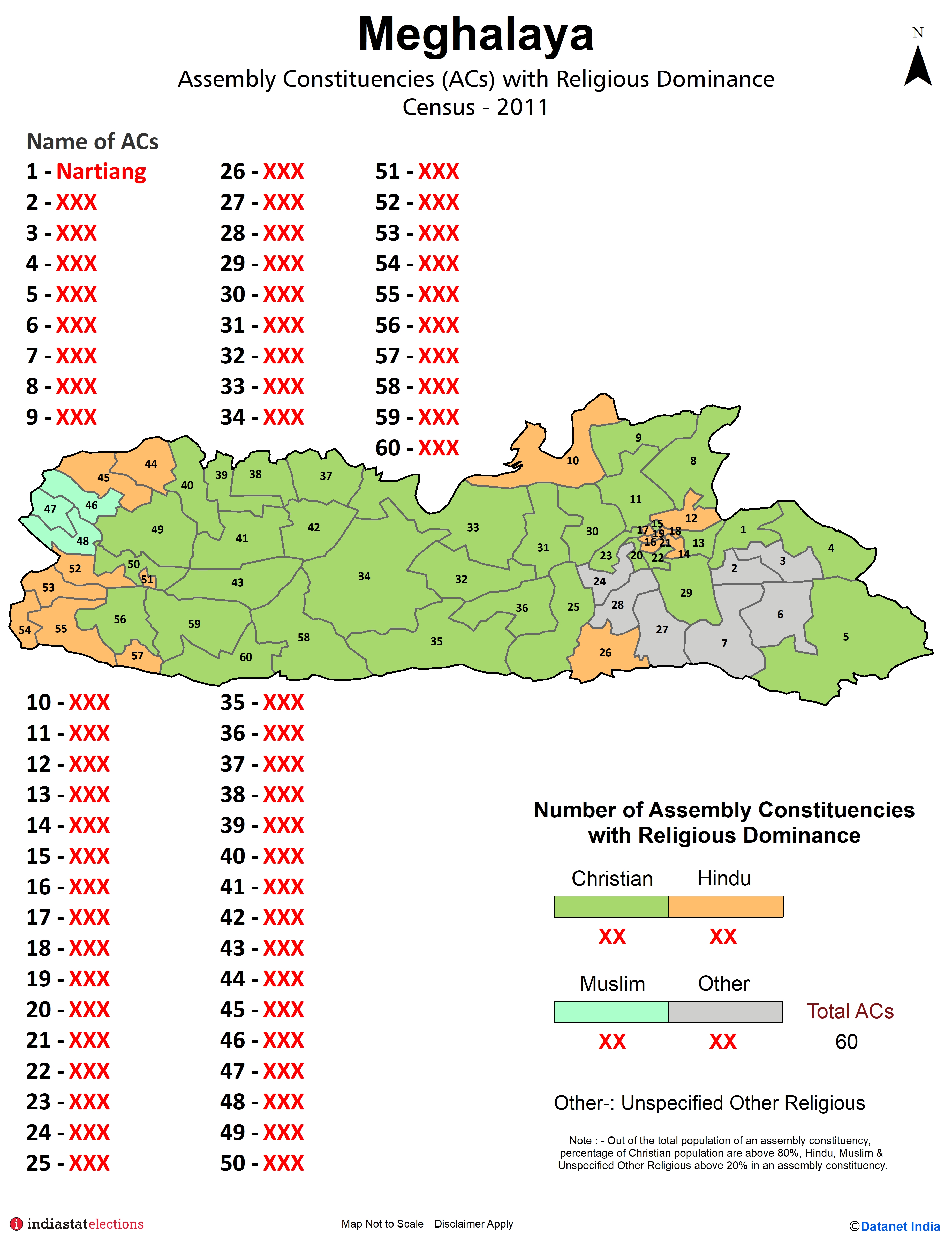 Assembly Constituencies (ACs) with Religious Dominance in Meghalaya - Census 2011