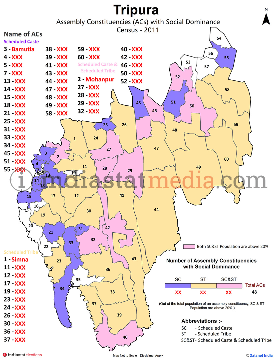Assembly Constituencies with Social Dominance in Tripura - Census 2011