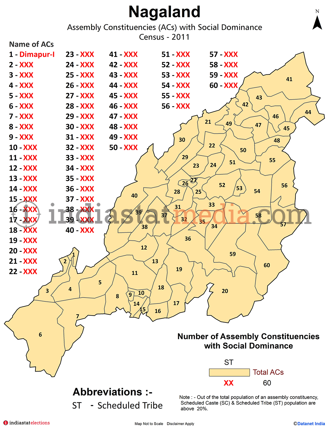 Assembly Constituencies with Social Dominance in Nagaland - Census 2011
