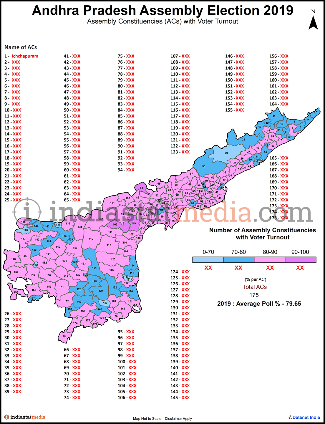 Assembly Constituencies (ACs) with Voter Turnout in Andhra Pradesh (Assembly Election - 2019)