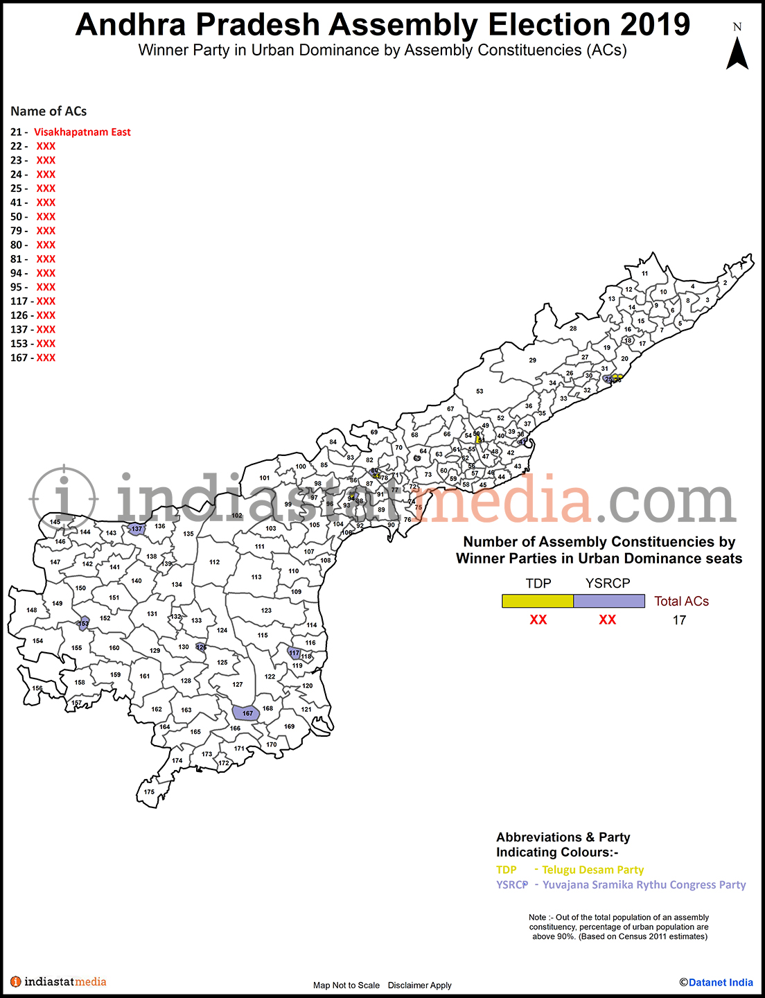 Winner Parties in Urban Dominance Constituencies in Andhra Pradesh (Assembly Election - 2019)