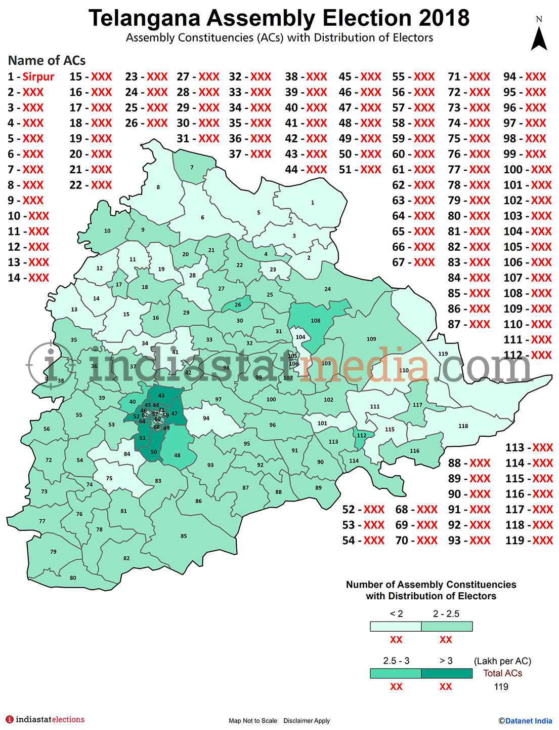 Assembly Constituencies (ACs) with Distribution of Electors in Telangana (Assembly Election - 2018)