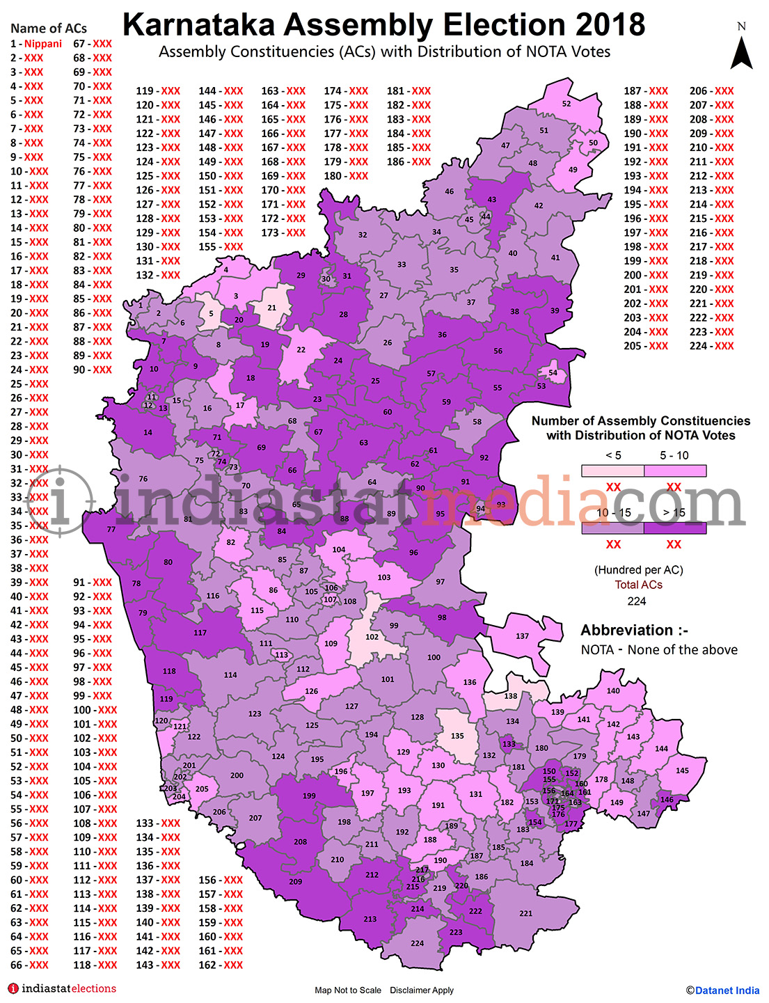 Distribution of NOTA Votes by Constituencies in Karnataka (Assembly Election - 2018)
