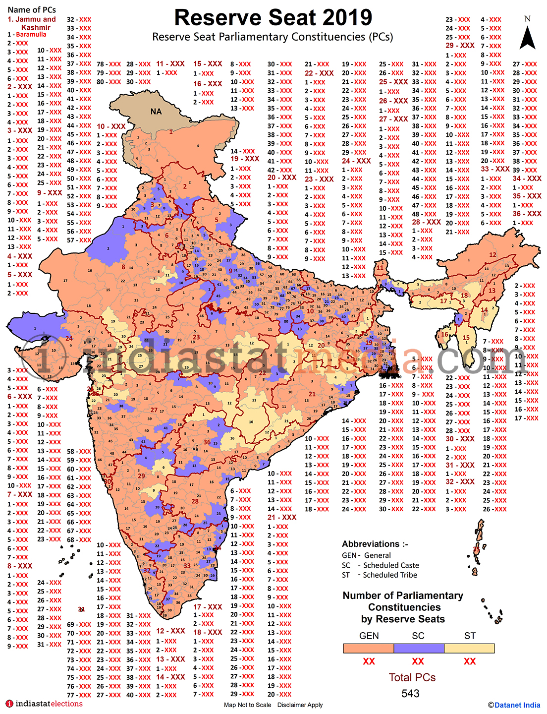 Reserve Seats by Parliamentary Constancies in India (Parliamentary Election - 2019)