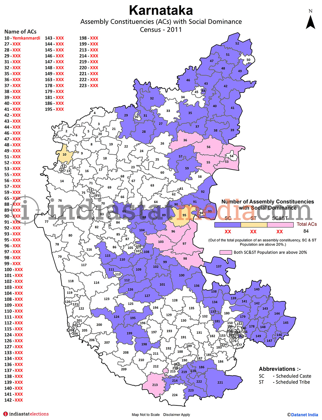 Assembly Constituencies with Social Dominance in Karnataka - Census 2011