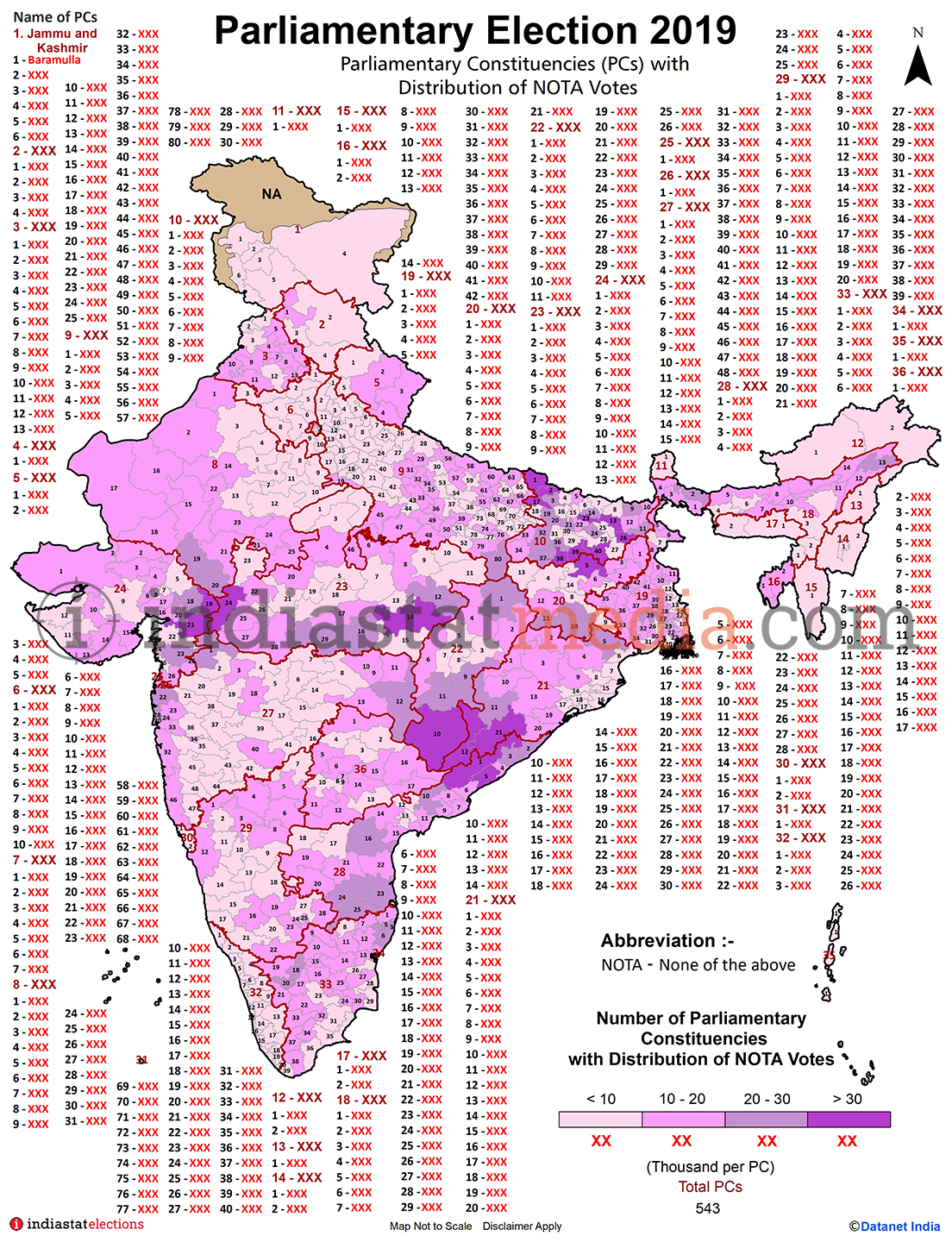 Distribution of NOTA Votes by Parliamentary Constituencies in India (Parliamentary Election - 2019)