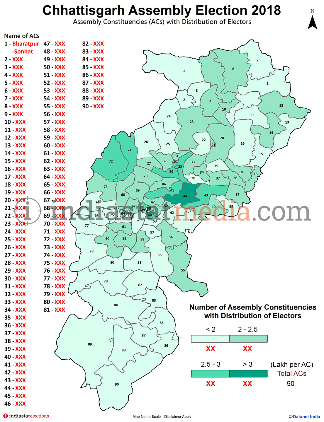 Assembly Constituencies (ACs) with Distribution of Electors in Chhattisgarh (Assembly Election - 2018)