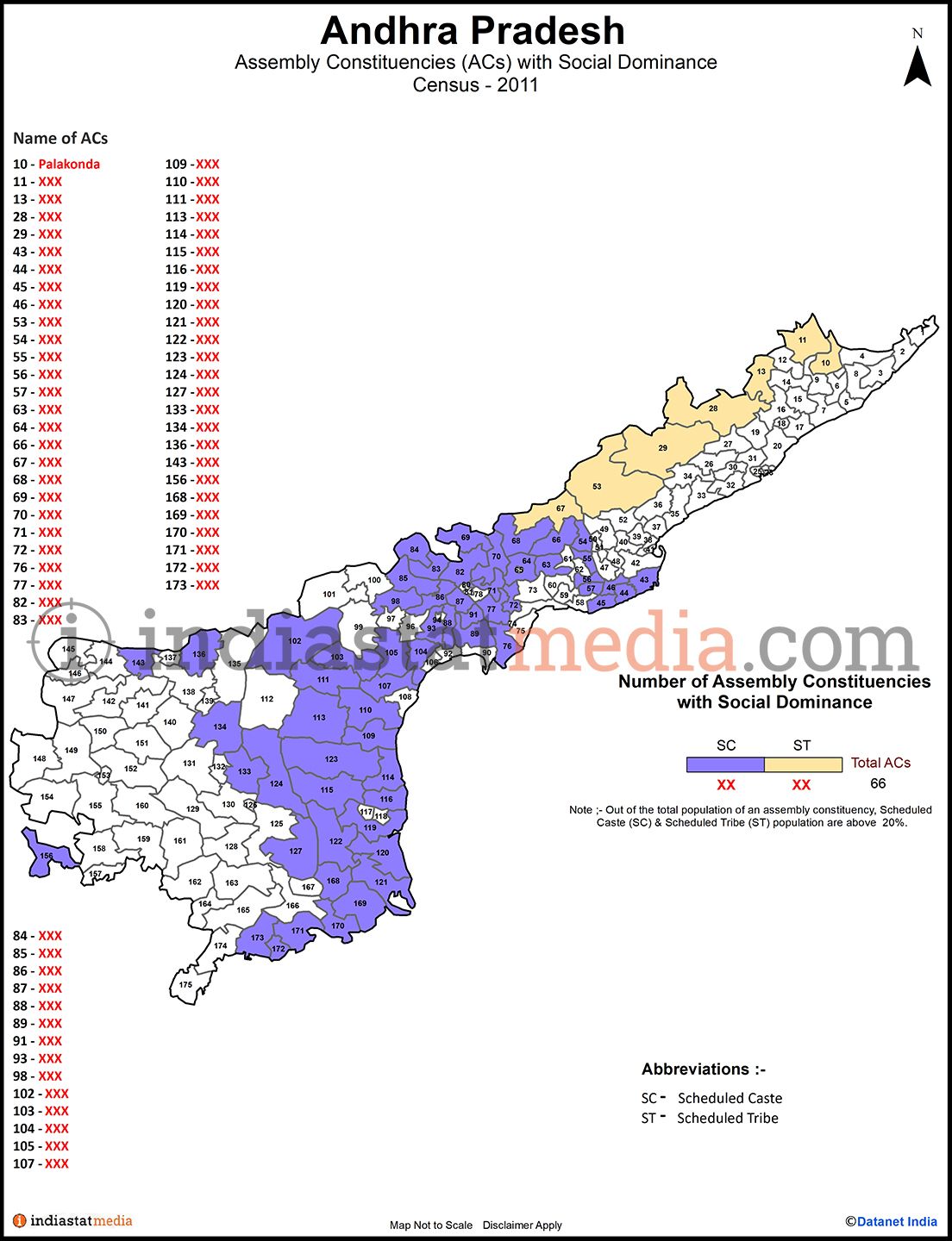 Assembly Constituencies with Social Dominance in Andhra Pradesh - Census 2011