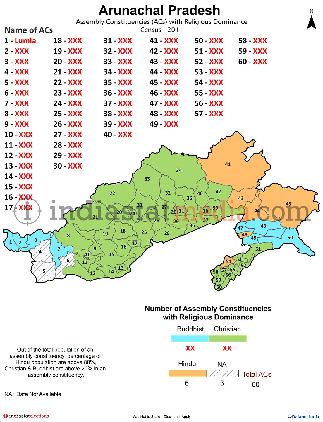 Assembly Constituencies (ACs) with Religious Dominance in Arunachal Pradesh - Census 2011