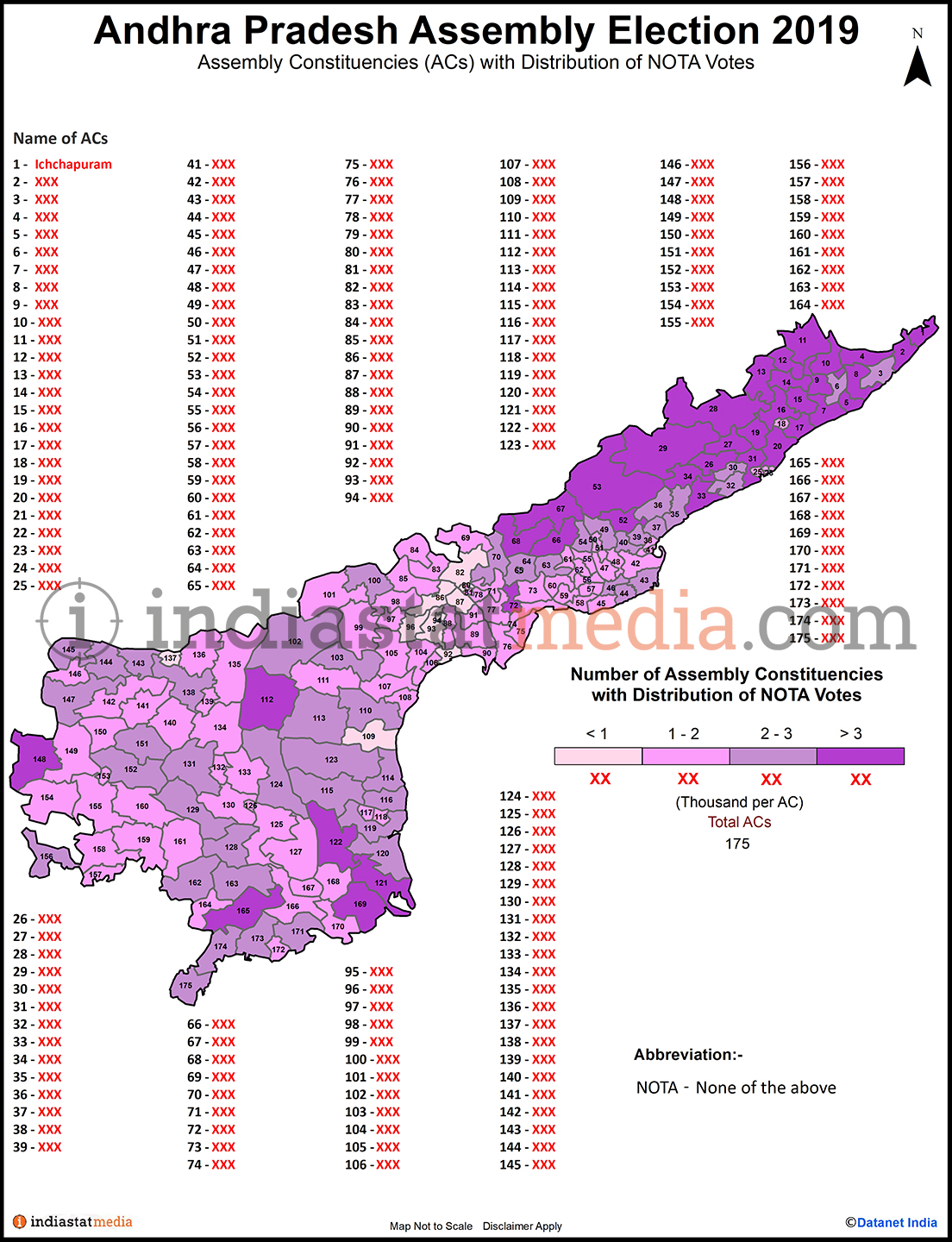 Distribution of NOTA Votes by Constituencies in Andhra Pradesh (Assembly Election - 2019)
