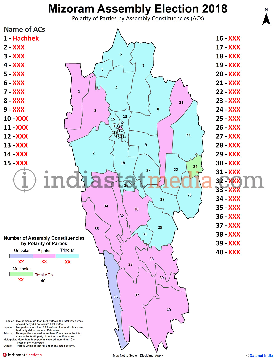 Polarity of Parties by Assembly Constituencies in Mizoram (Assembly Election - 2018)