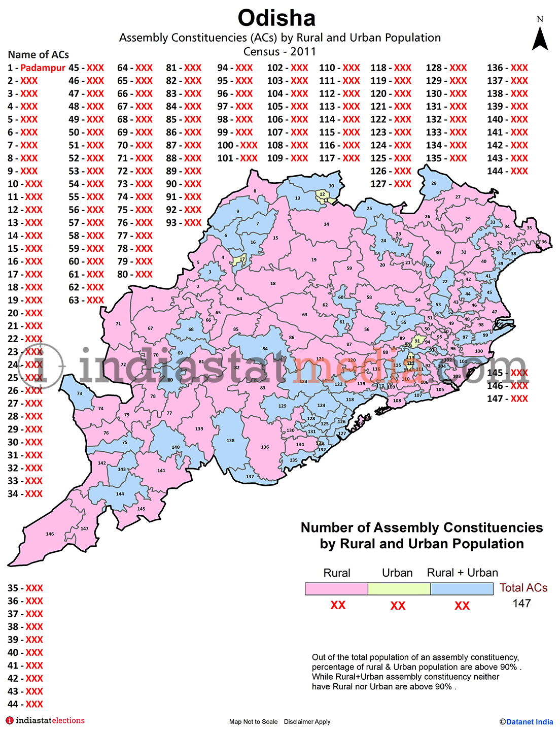 Assembly Constituencies (ACs) by Rural and Urban Population in Odisha - Census 2011