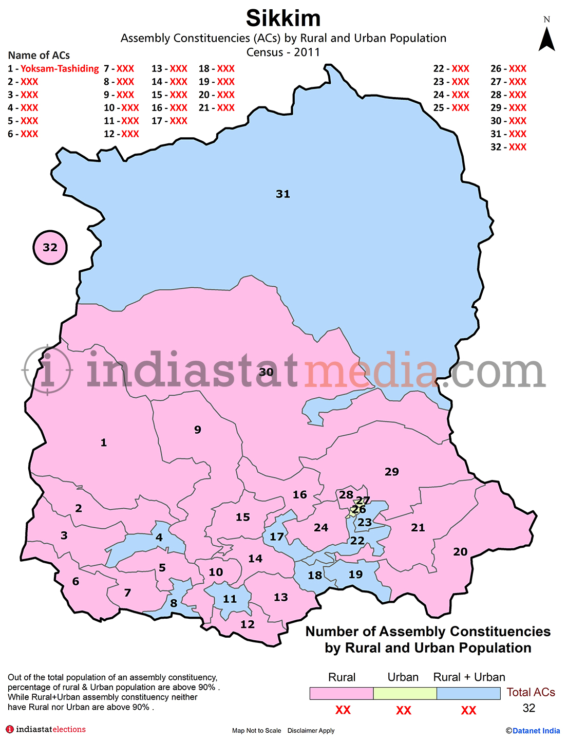 Assembly Constituencies by Rural and Urban Population in Sikkim - Census 2011
