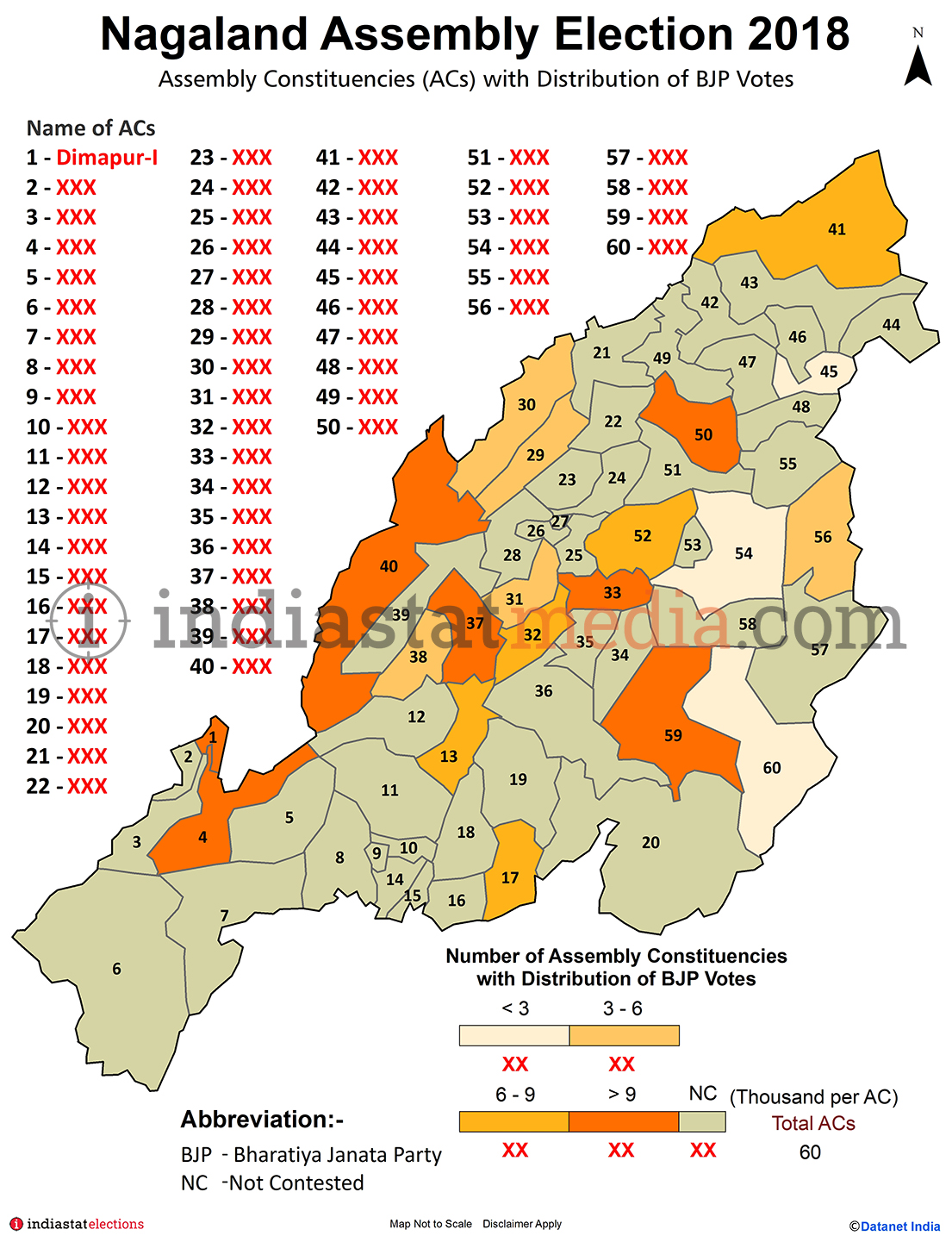 Distribution of BJP Votes by Constituencies in Nagaland (Assembly Election - 2018)