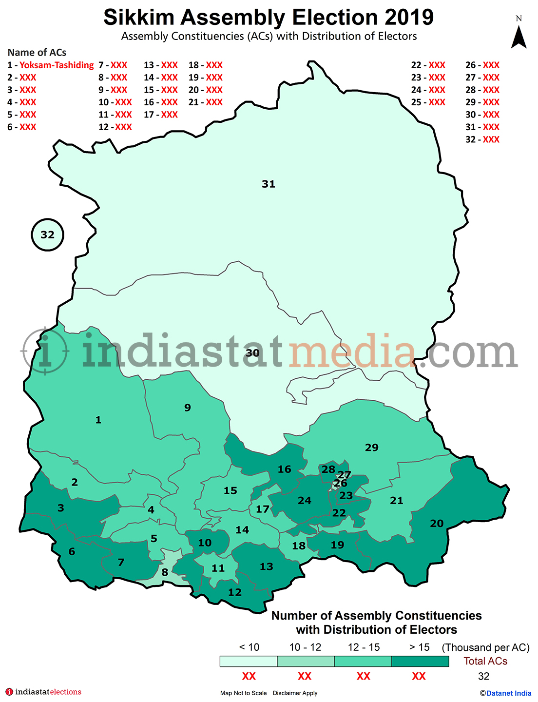 Assembly Constituencies (ACs) with Distribution of Electors in Sikkim (Assembly Election - 2019)