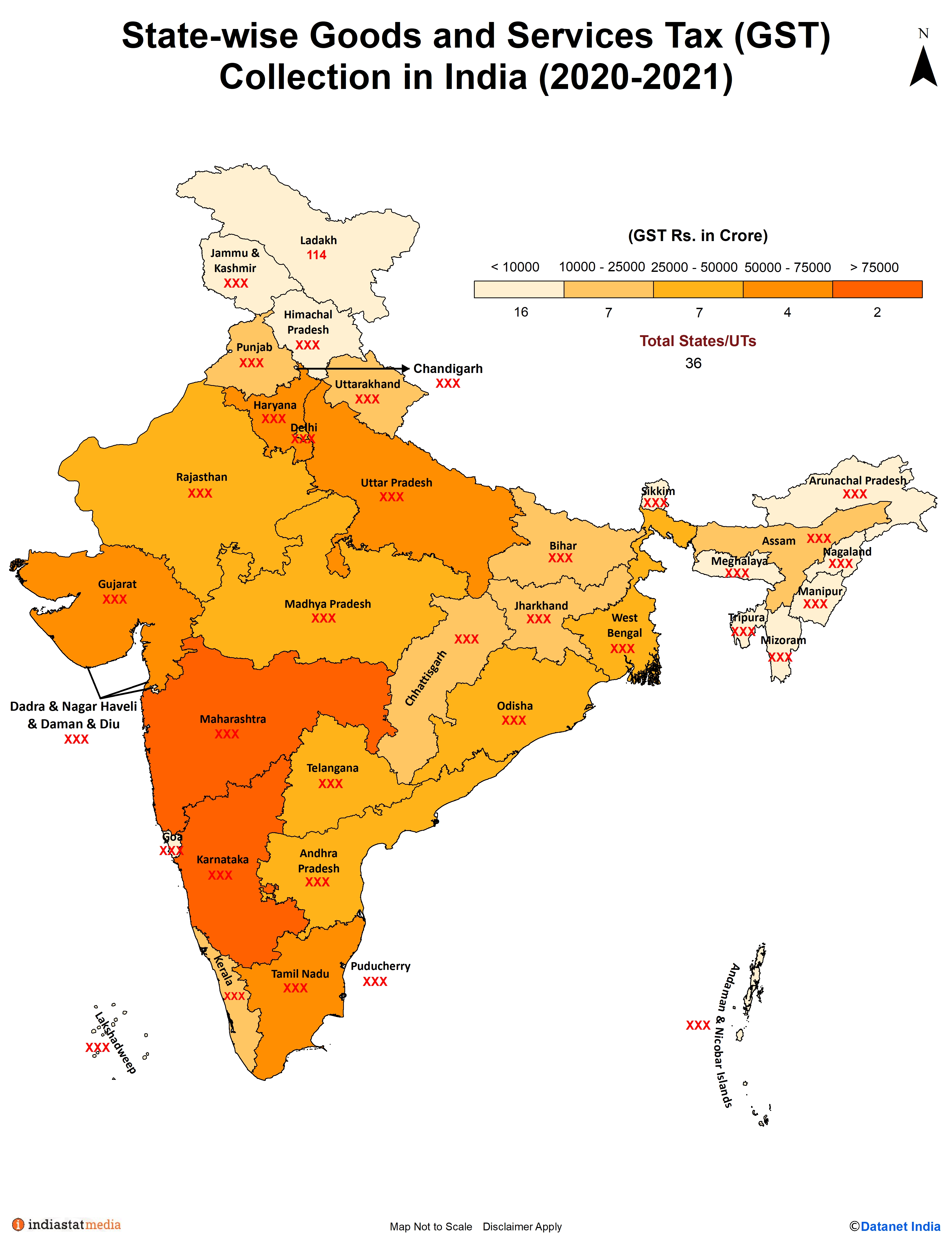 State-wise Goods and Services Tax (GST) Collections in India (2020-2021)