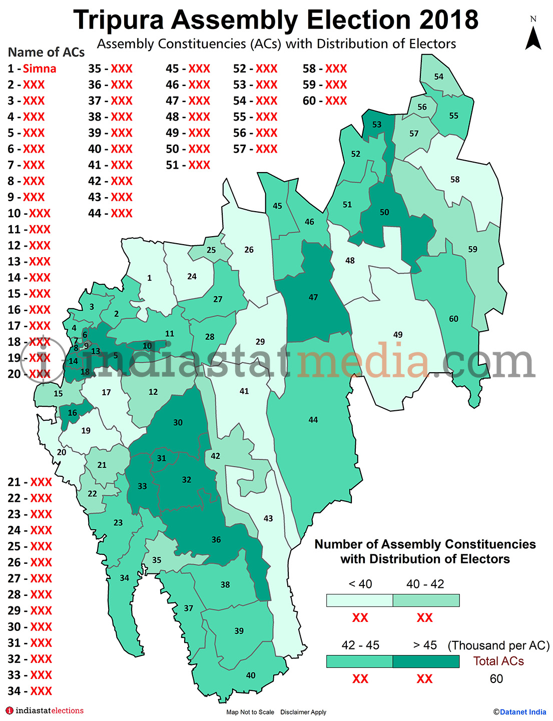 Assembly Constituencies (ACs) with Distribution of Electors in Tripura (Assembly Election - 2018)