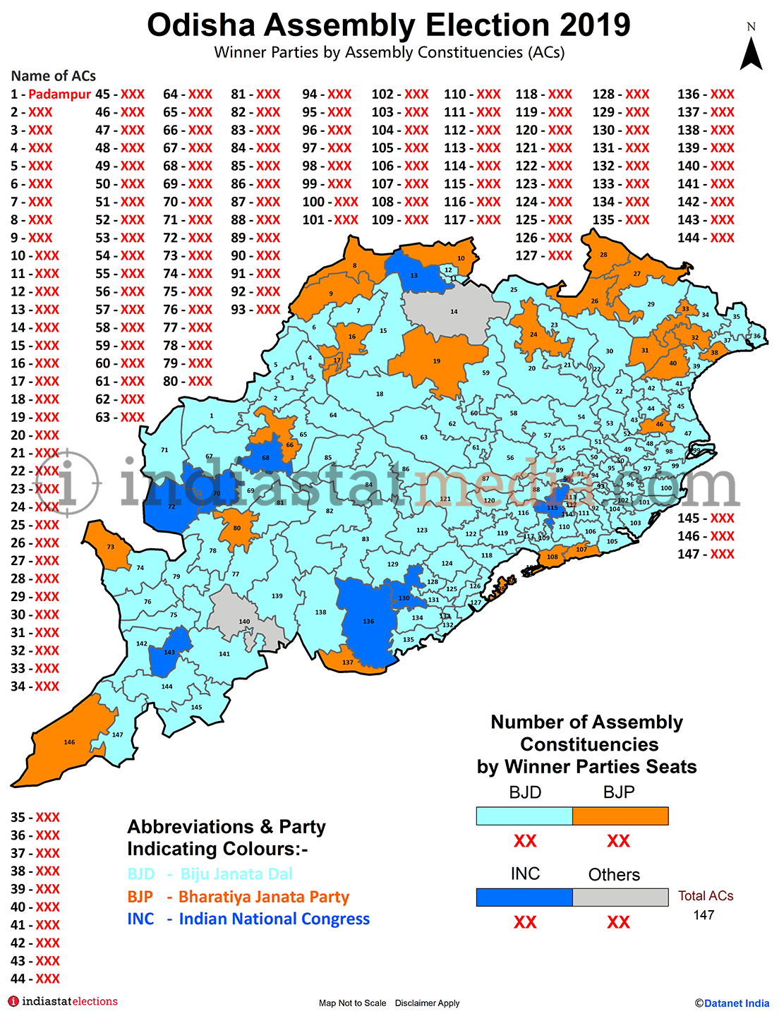 Winner Parties by Assembly Constituencies in Odisha (Assembly Election - 2019)