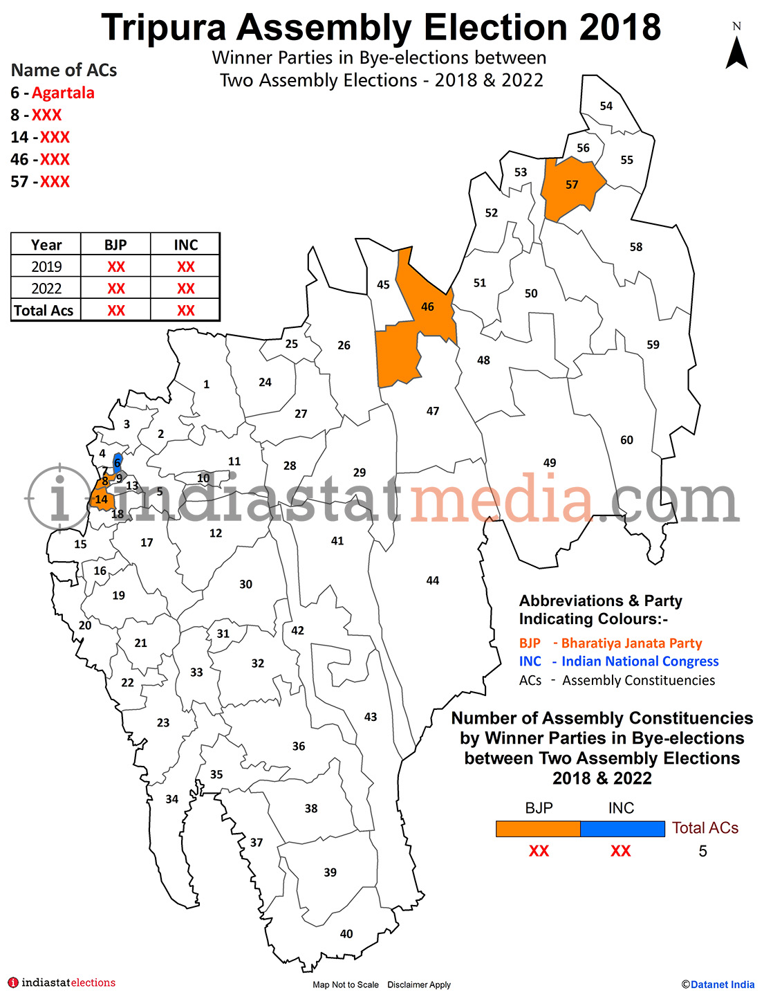 Winner Parties in Bye-elections between Two Assembly Elections in Tripura (2018 & 2022)