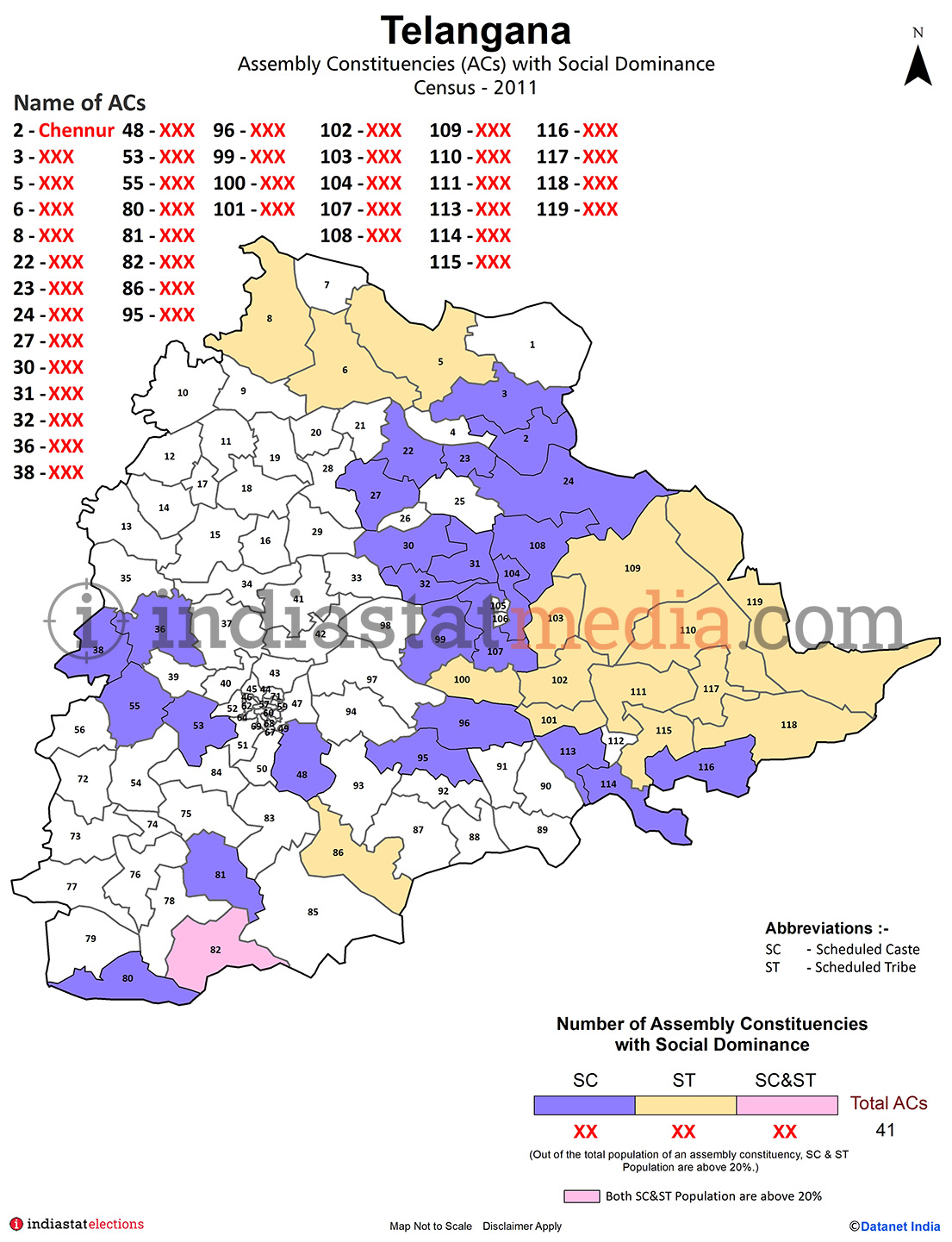 Assembly Constituencies with Social Dominance in Telangana - Census 2011
